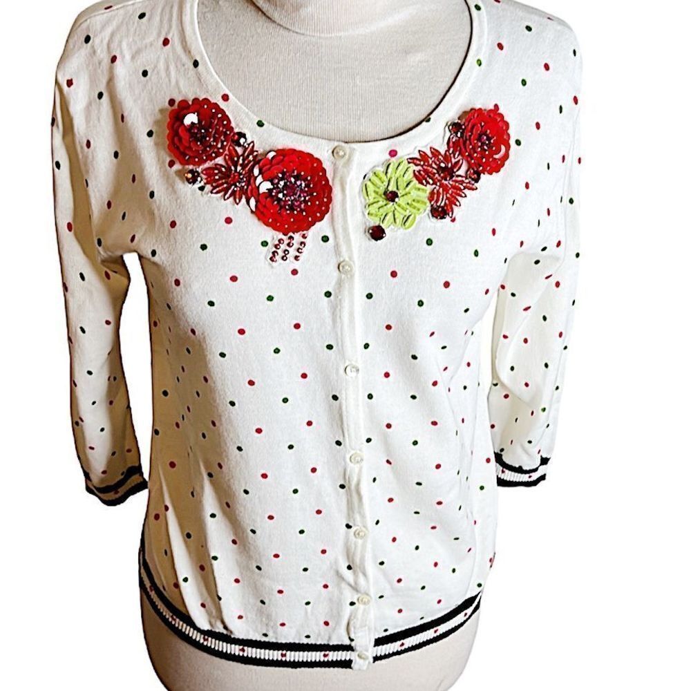 Cristinaeffe Milano Polka dot Button Down Cardigan Sweater